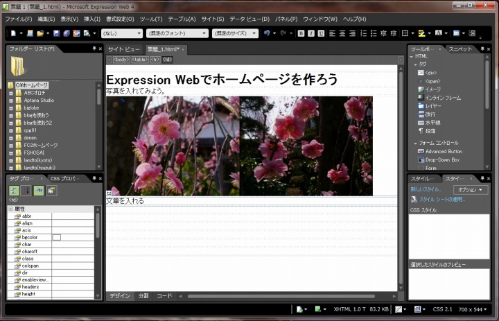 ホームページの作成（Expression Webの使い方）